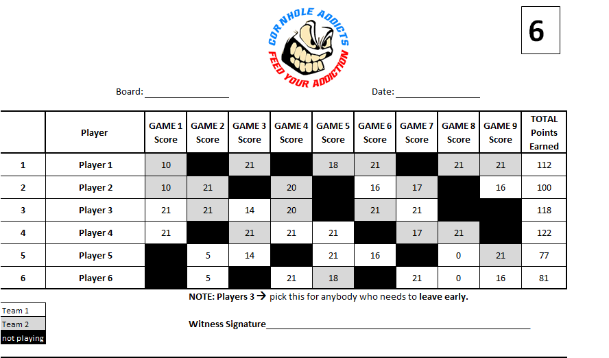 Sheets to run an awesome cornhole league