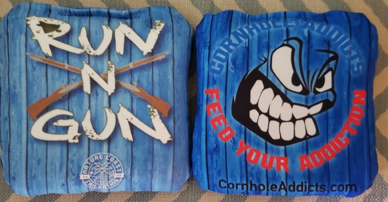 Run N Gun cornhole bags by Nature Coast Tailgating