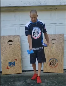releasing the bag at your center of mass