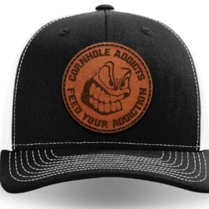 Black on white leather patch hat