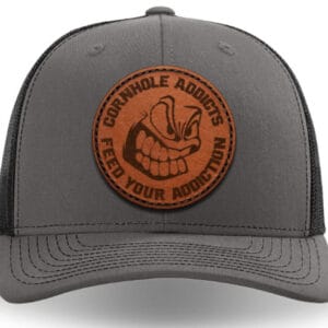 Charcoal on black leather patch hat