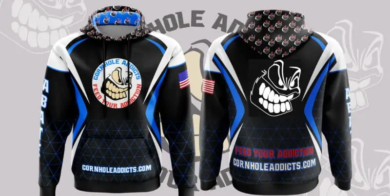 Cornhole Addicts custom hoodie blue