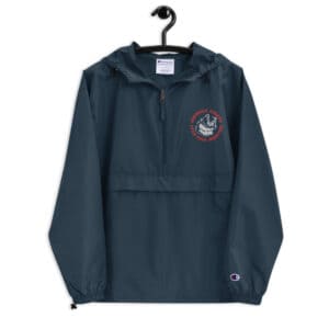 embroidered champion packable jacket navy front 614b5c189a302