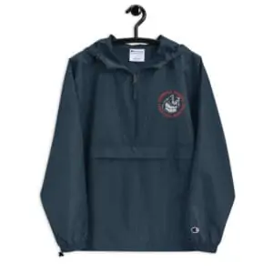 embroidered champion packable jacket navy front 614b5c189a302