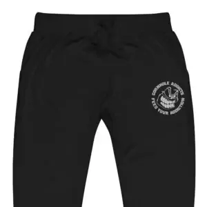 unisex fleece sweatpants black zoomed in 6182793b86116
