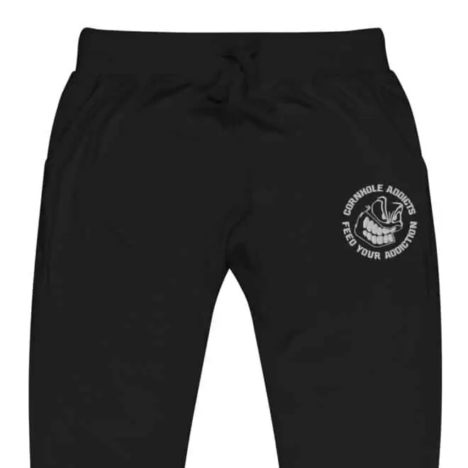 unisex fleece sweatpants black zoomed in 6182793b86116