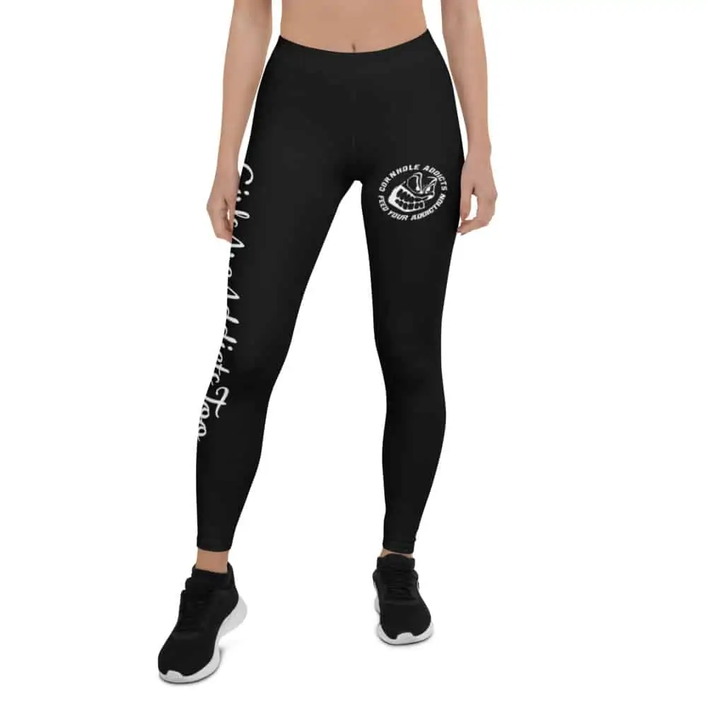 white logo black leggings