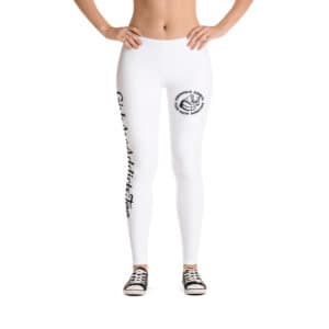 Black Logo White Leggings