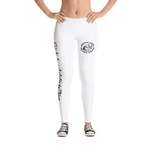 Black Logo White Leggings