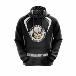 Cornhole Addicts hoodie blacked out front