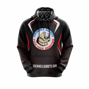 Cornhole Addicts hoodie red front