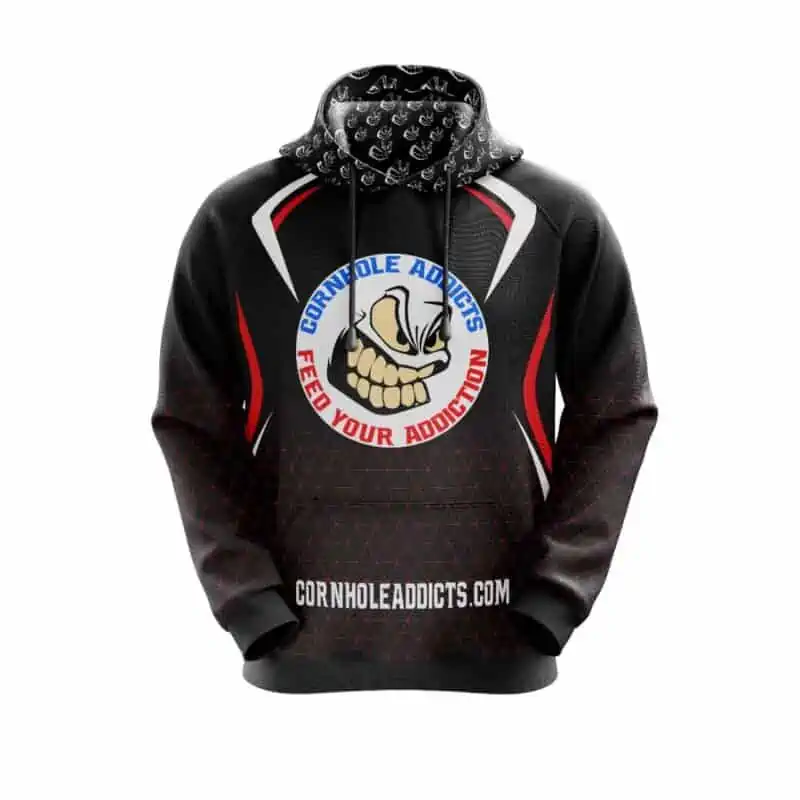 Cornhole Addicts hoodie red front