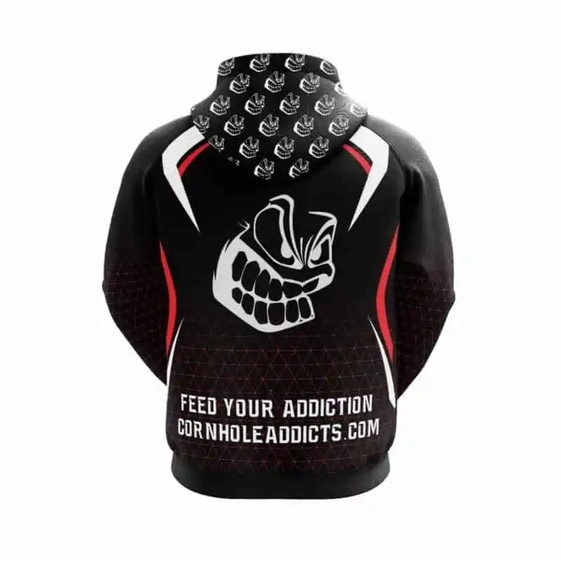 Cornhole Addicts hoodie red back