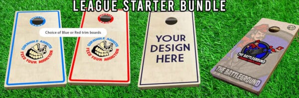 League starter bundle, 4 sets of cornhole boards