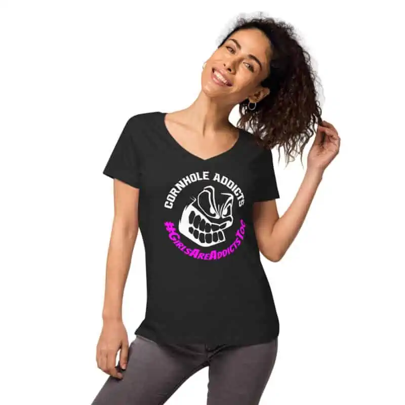 womens fitted v neck t shirt black front 2 626979dda6857