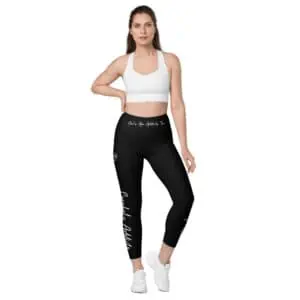 Black Leggings with Pockets and Script Writing