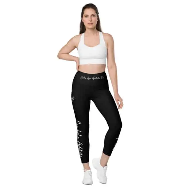 Black Leggings with Pockets and Script Writing