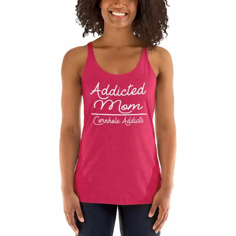 womens racerback tank top vintage shocking pink front 62fb7c6db4092