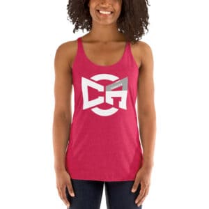 womens racerback tank top vintage shocking pink front 63055c914e718