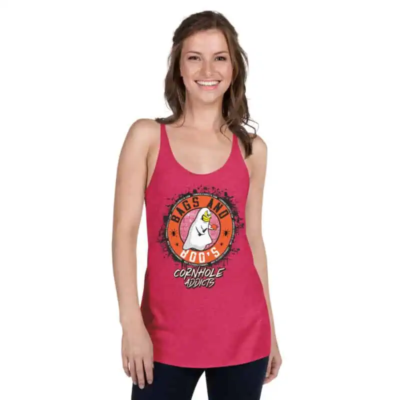 womens racerback tank top vintage shocking pink front 6322235a32331