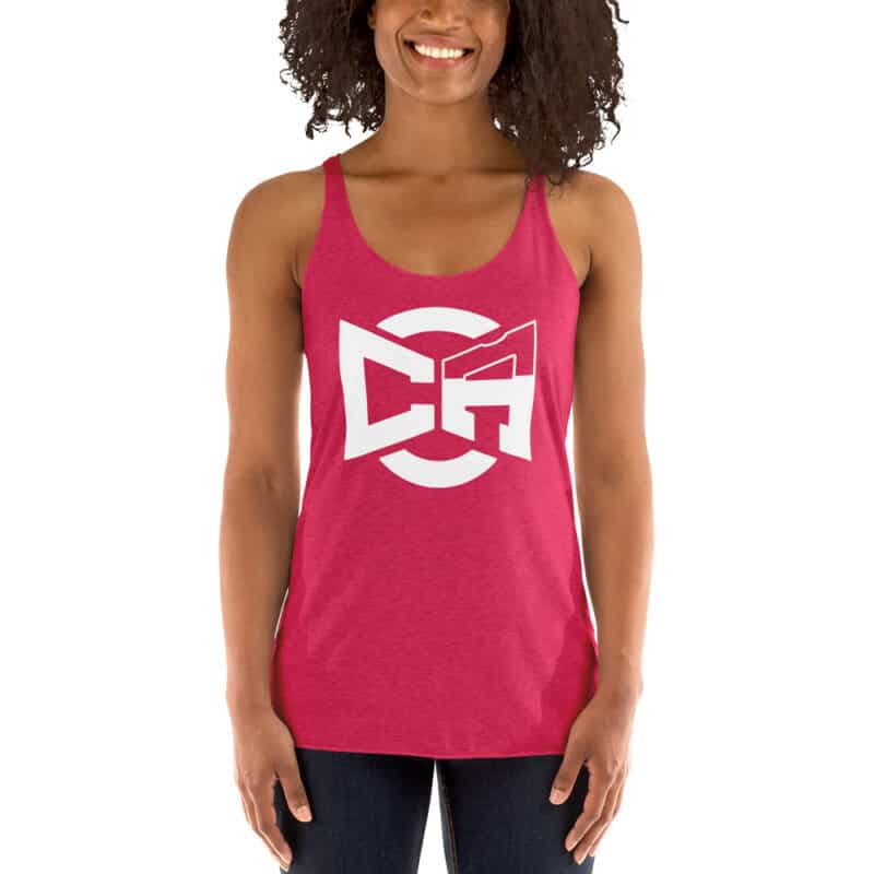womens racerback tank top vintage shocking pink front 6324a51d09e09