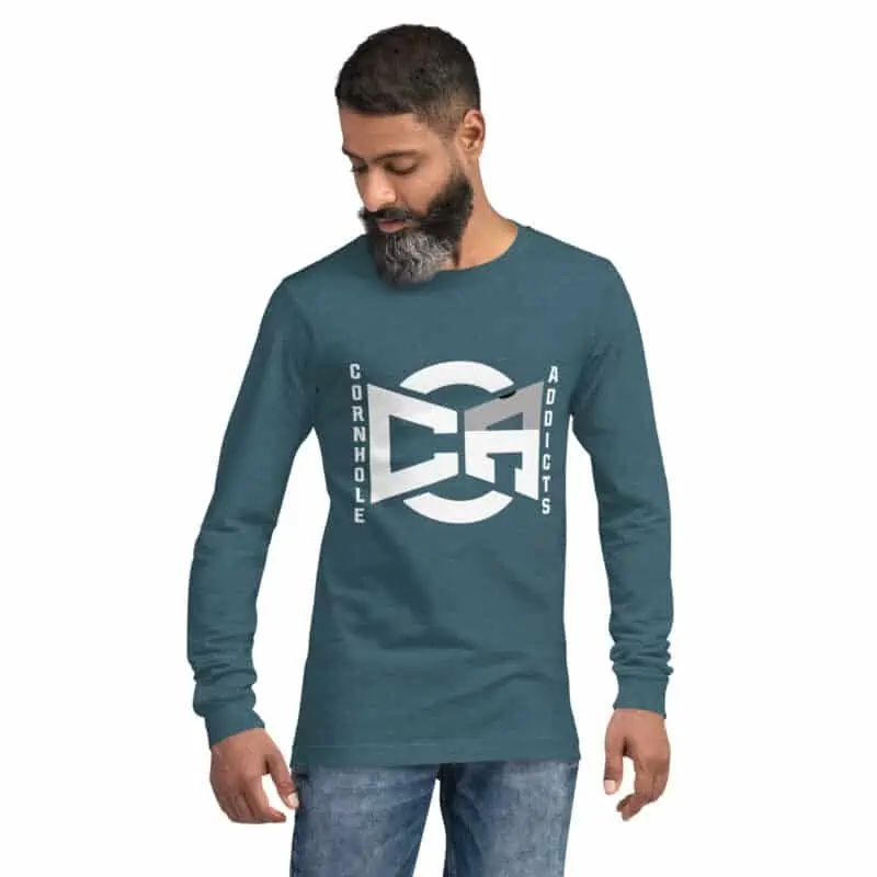 unisex long sleeve tee heather deep teal front 63585aa503253