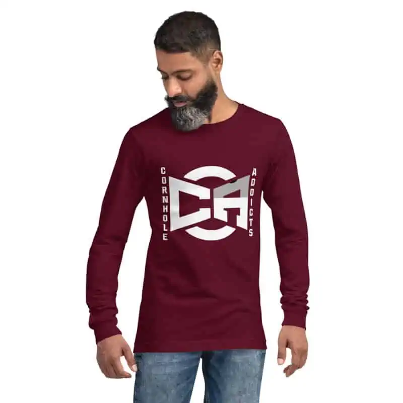 unisex long sleeve tee maroon front 63585aa502e34