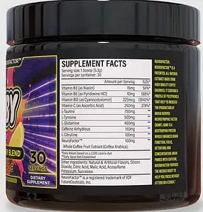 Dubby Energy Drink ingredients 