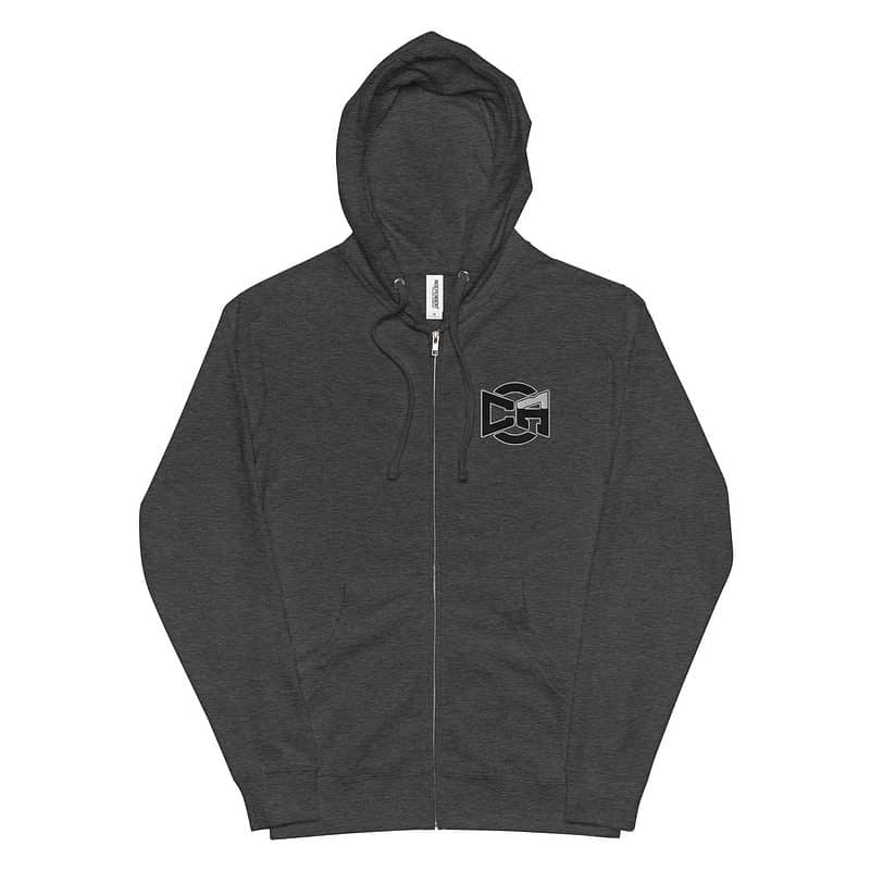 unisex fleece zip up hoodie charcoal heather front 63d31bf2ea511