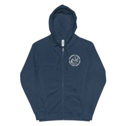 unisex fleece zip up hoodie navy front 63dd8e974b01a