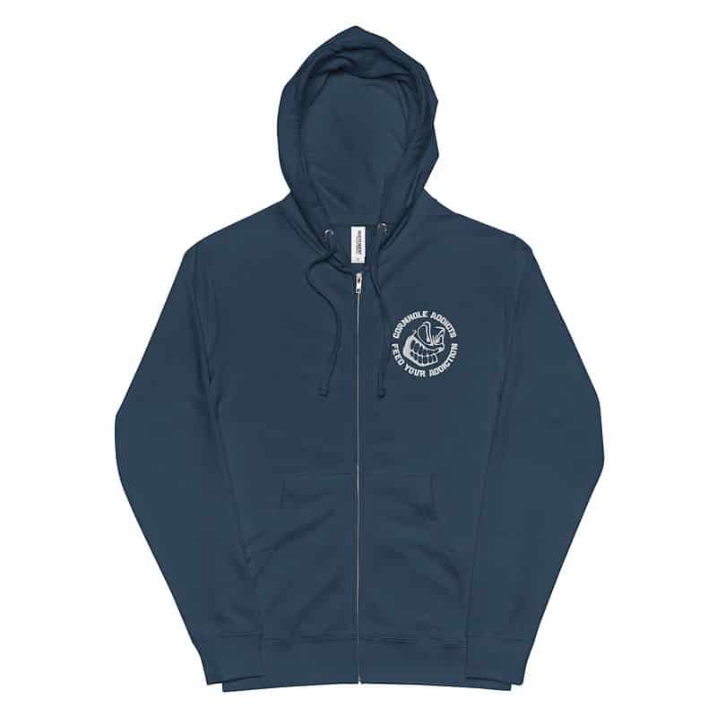 unisex fleece zip up hoodie navy front 63dd8e974b01a