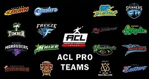 a group of logos of acl pro teams on a black background