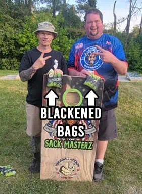 Cornhole Addicts Blackened bags on the podium!