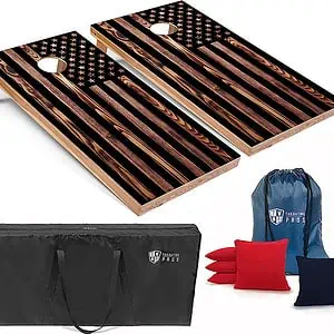 Woodgrain Flag Cornhole Board Set w/Bean Bags