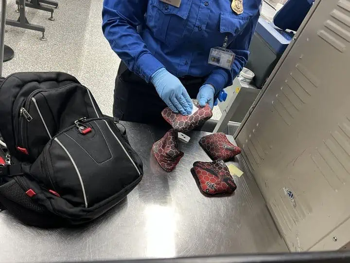 TSA checks wile flying with cornhole bags