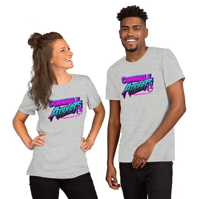 Pink Light Blue Addicts Text Logo T-Shirt - Image 6