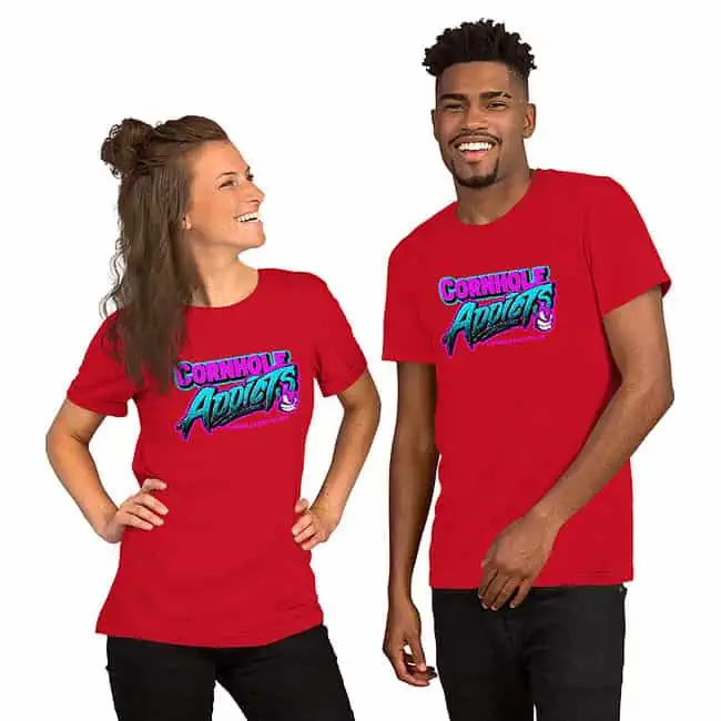 Pink Light Blue Addicts Text Logo T-Shirt - Image 4