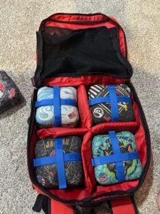 Cornhole Bag Straps are the best way to keep your cornhole bags together inside your backpack or Zuca cart