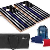 Thin Blue Line Flag Cornhole Boards Set w/Bean Bags