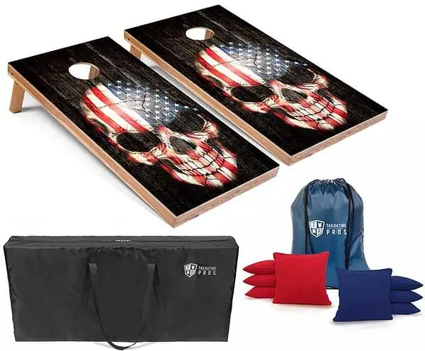 Patriotic Skull Cornhole Board Set w/Bean Bags