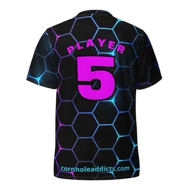 Pink and Teal Hex Design Sport Jersey - Image 2