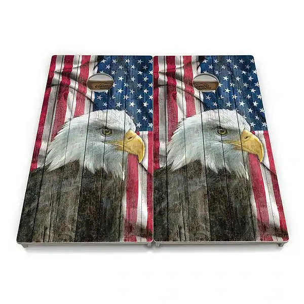 Faded Eagle American Flag Cornhole Boards