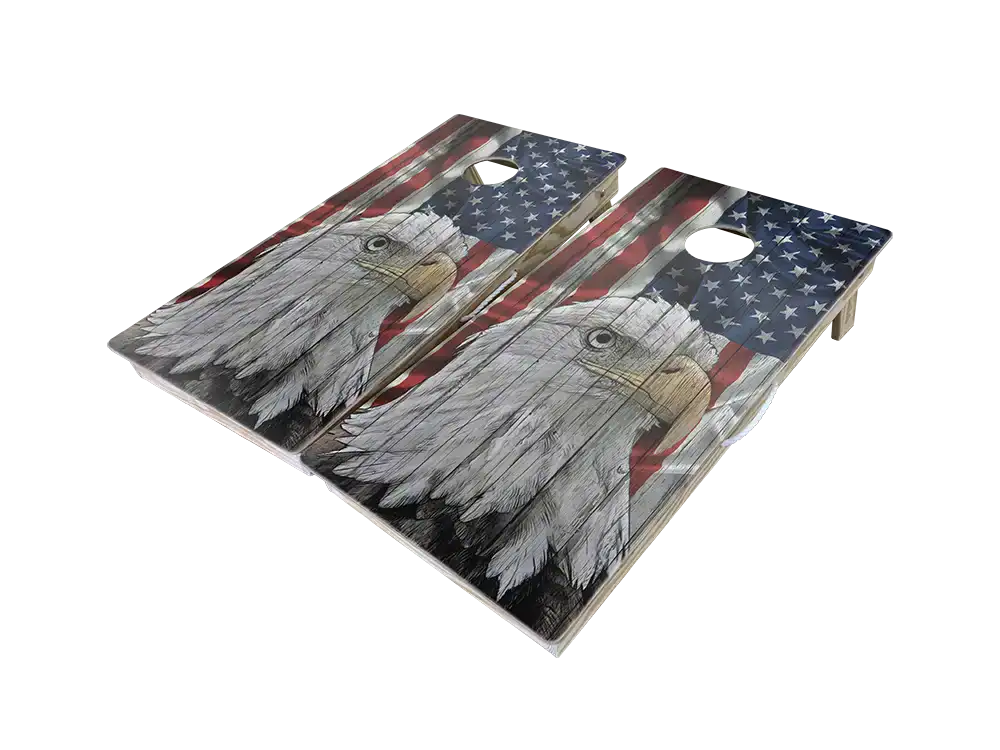 Faded Eagle American Flag Cornhole Boards 1 Faded Eagle American Flag Cornhole Boards