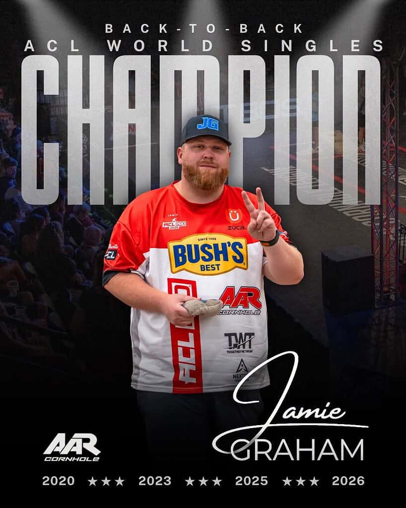 Jamie Graham celebrates his fourth ACL Pro Singles World Championship victory.